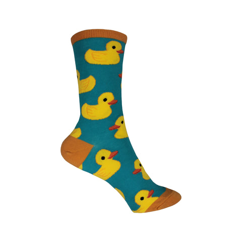 Rubbery Ducky Crew Socks in Turquoise - Poppysocks