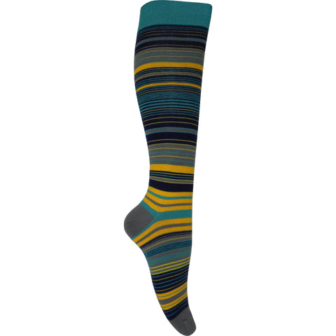 Variegated Stripe Knee High Socks in Gray, Green, Yellow, and Blue ...