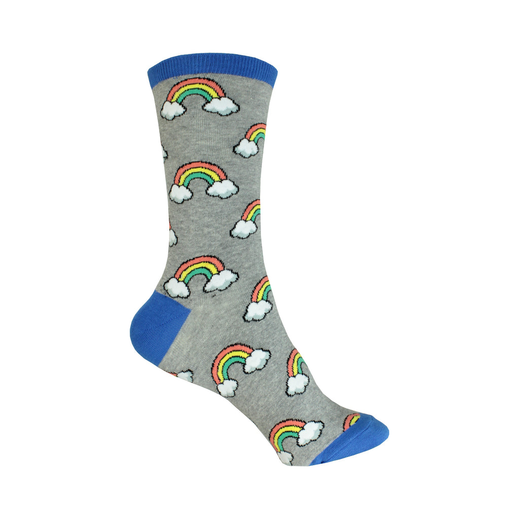 Rainbow Crew Socks in Sweatshirt Gray - Poppysocks