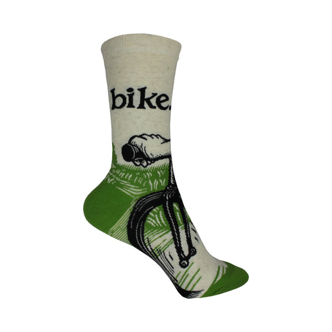 Bike Path Crew Socks in Green - Poppysocks