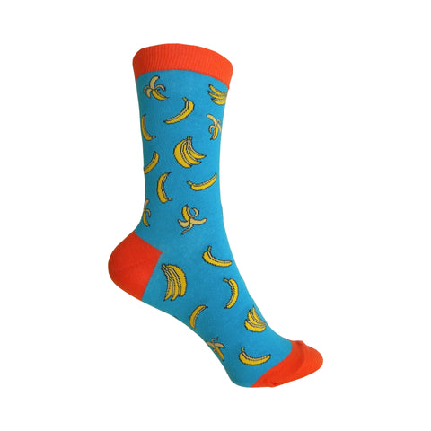 All Over Bananas Crew Socks in Deep Tropical Turquoise and Orange ...