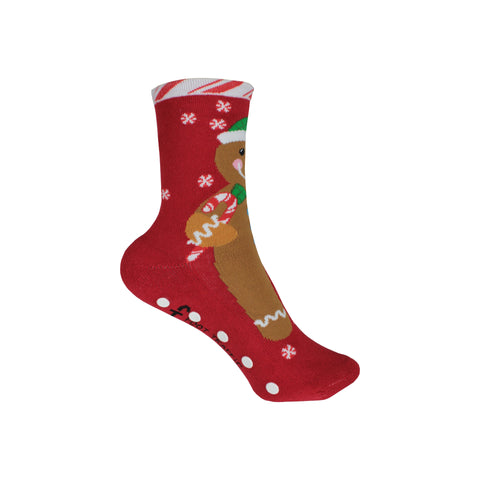 Gingerbread Slipper Crew Socks in Red - Poppysocks