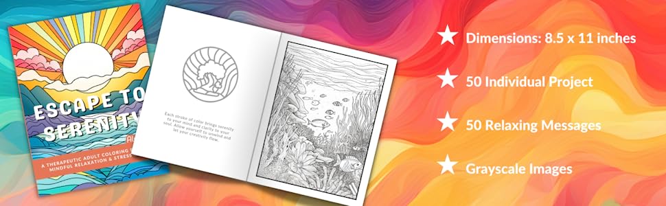 Escape to Serenity: A Therapeutic Coloring Book for Mindful Relaxation & Stress Relief