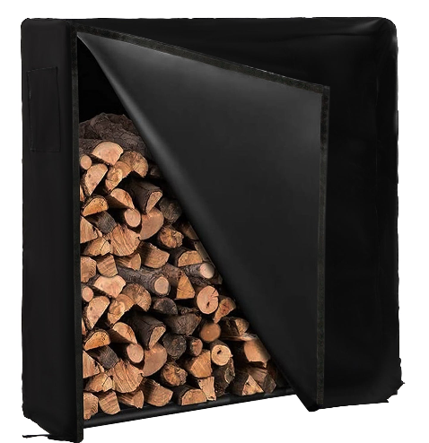 Support pour bois de chauffage de 4 pieds pour l'extérieur avec couverture, comprenant des épaississements et des échelons, support pour bûches à usage intensif, facile à assembler.