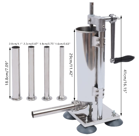 Machine de remplissage manuelle à saucisses, machine à saucisses, machine à saucisses, machine à saucisses, machine à saucisses, 3L, verticale, avec 4 tubes de remplissage et 4 ventouses