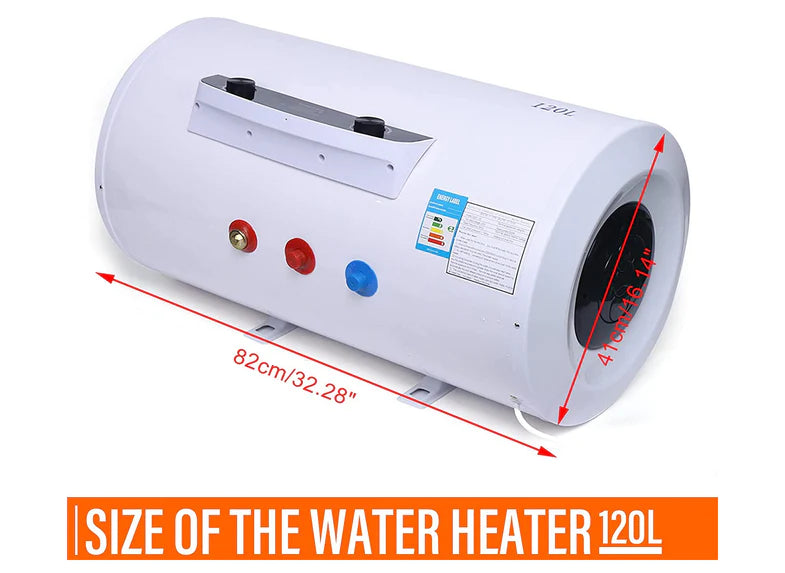 Chauffe-eau électrique horizontal 120 l 2000 W avec kit de douche