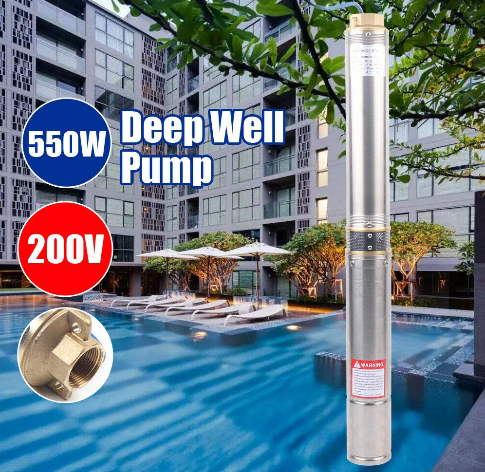 6000L / h pompe de puits profond pompe submersible en acier inoxydable pompe de puits 58m approvisionnement en eau 550W