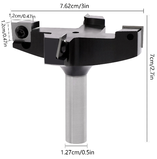 Coupe-visage 4 flûtes en bois pour routeur 76 mm Diamètre de coupe 12 mm Lame de coupe avec plaques réversibles Spoiler Board Fraisage Surface Bit