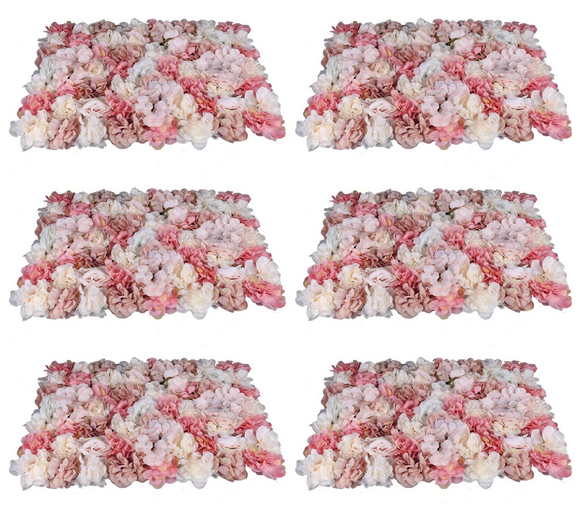 6 x Mur de fleurs artificielles, mur de roses en soie, fond pour mariage, fête, jardin DIY décoration