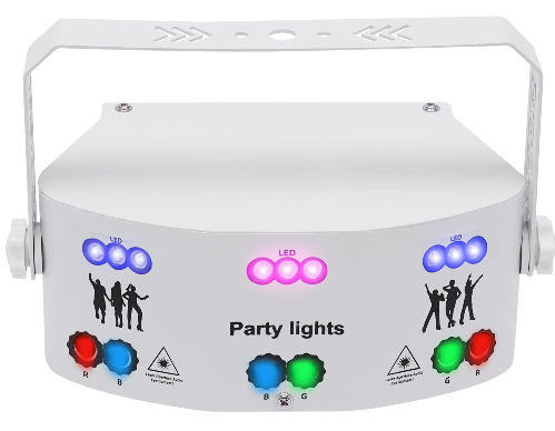 Lampe de soirée disco à 15 lentilles, éclairage de scène DJ intérieur DMX 512 activé par le son 192 motifs projecteur pour décoration de Noël Halloween karaoké bar KTV danse cadeau anniversaire mariage (blanc)