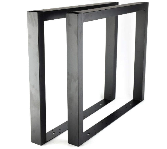 Lot de 2 pieds de table en acier en forme de U - Noir - 72 x 60 cm