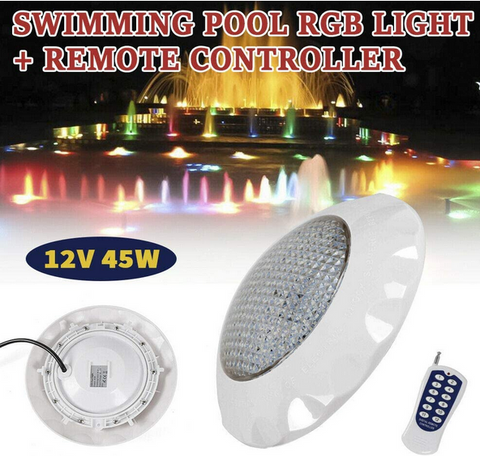 Éclairage de piscine LED submersible 45 W RVB avec télécommande étanche IP68 pour éclairage de bassin