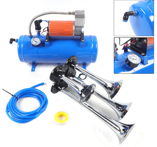 CNCEST Kit corne d'air 6 litres avec 150 PSI 12v 6L compresseur d'air Compressor 4 Trompe