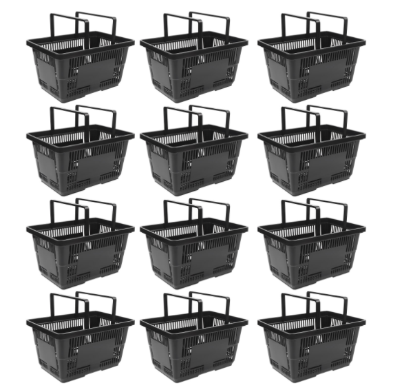 Lot de 12 paniers de courses pliables en plastique