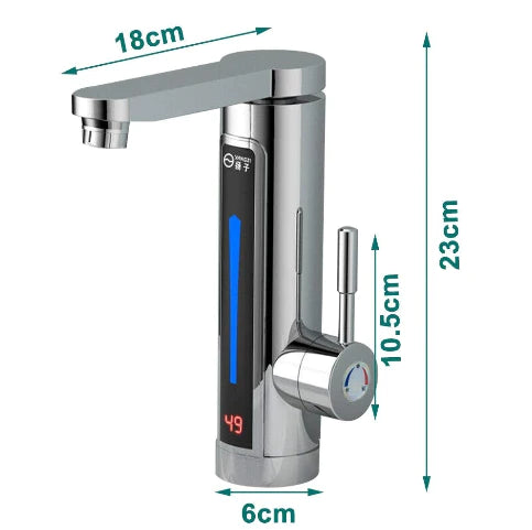 Robinet de cuisine électrique avec indicateur de température LED 3000 W pour cuisine, buanderie, salle de bain