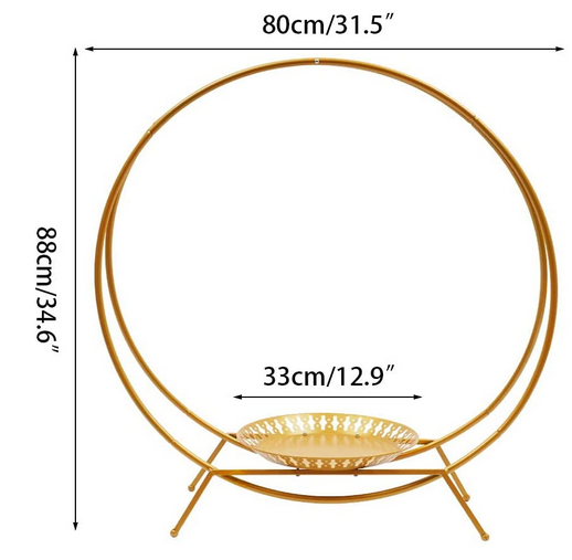 Arche de mariage à 2 anneaux avec support à gâteau - En fer forgé - Accessoires décoratifs - Diamètre : 80 cm
