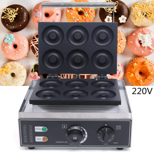 Machine à donuts électrique pour 6 donuts - 220 V - En acier inoxydable