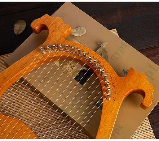 Harfe, Die Holz Leier 16 Cordes avec clé d'accordage pour débutants, instrument de musique portable (couleur bois)
