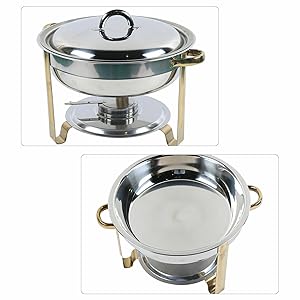 Set de chafing dish - 4 l - Rond - En acier inoxydable