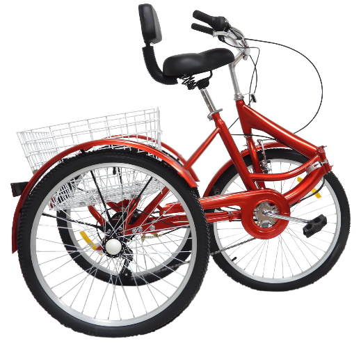 Vélo pliant 24 pouces tricycle adulte 3 roues vélo avec panier et dossier 7 vitesses Tricycle pour adultes seniors