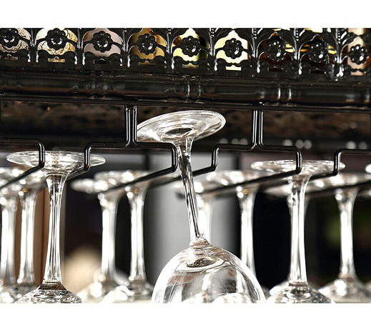 Casier à vin Étagère Suspendu en métal à Hauteur Réglable Support de Verre à Vin 48 Rangement de Porte-Bouteilles pour Bar Support de Verre à vin Suspendu au Plafond (100cm Noir)