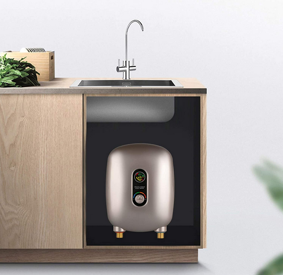 Mini chauffe-eau électrique - Petit chauffe-eau instantané - Chauffe-eau instantané - Avec écran LCD - 6500 W - Pour salle de bain et cuisine
