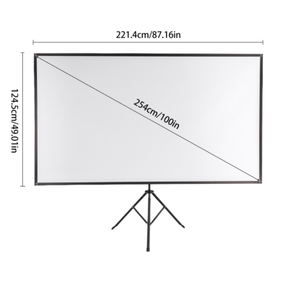 Écran de projection portable avec trépied 100 pouces