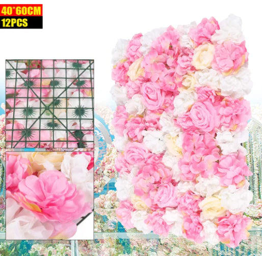 Lot de 12 panneaux muraux de fleurs artificielles romantiques pour décoration de mariage