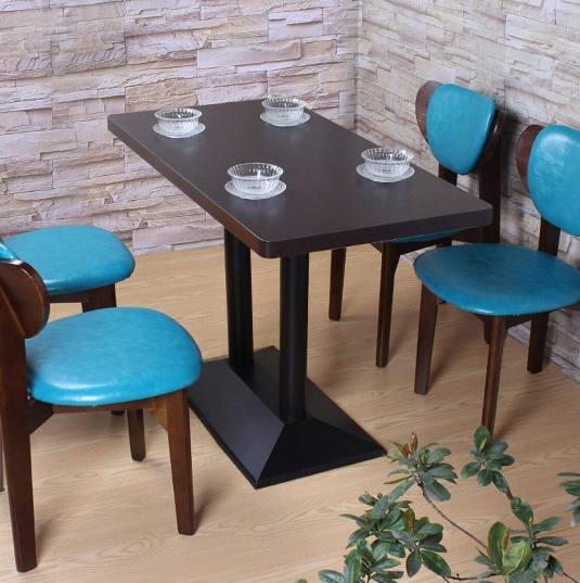 Pieds de Table 72cm Avec Double Colonnes, Base en Acier, Plaque de Base Rectangulaire, Table de Bistrot, Base Noire