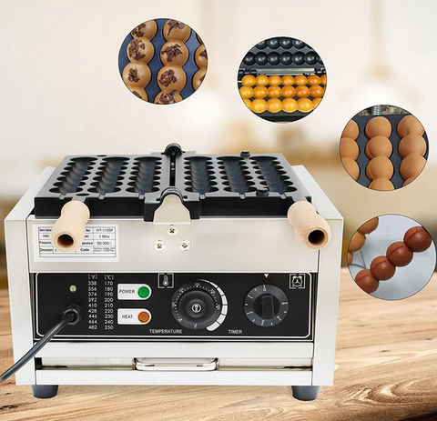 Gaufrier commercial à bulles - 1500 W - Pour 21 mini cuisines - Plaques antiadhésives - Nettoyage facile de 50 à 300 °C - Température réglable avec minuterie