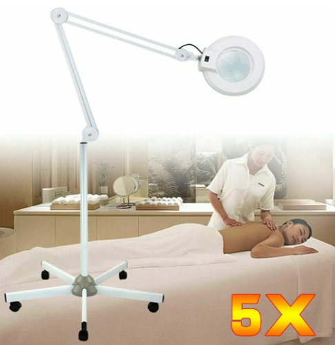 Lampe loupe LED 5 X avec Support et Roues pour cosmétiques