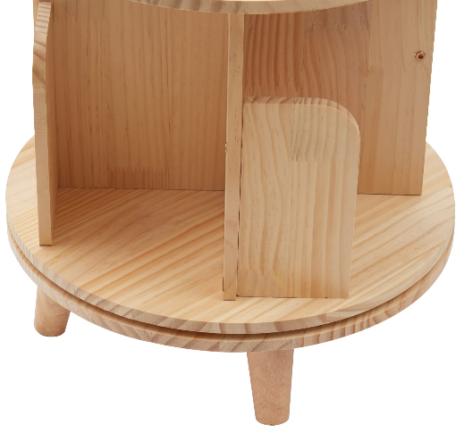 Bibliothèque rotative en bois - Étagère en bois - 4 compartiments pour bureau et ménage - Petite table d'appoint