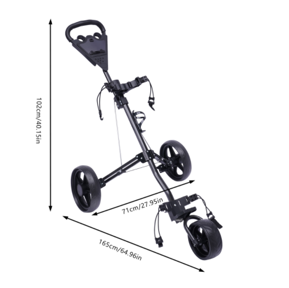 Chariot de golf pliable multifonctionnel à 3 roues Chariot de golf avec frein