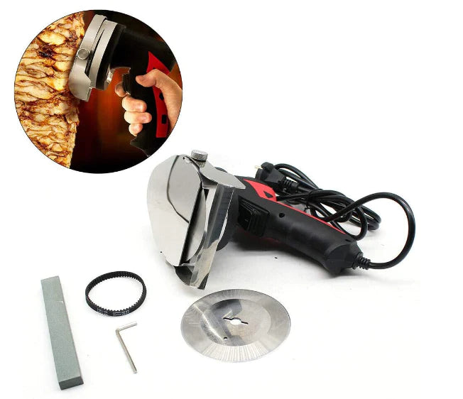 80 W Cutter électrique portable pour kebab - Largeur de coupe réglable de 1 à 8 mm - Couteau de gyroscope portable avec lame de rechange
