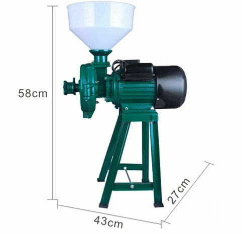 Moulin à céréales avec entonnoir en métal pour graines, farine de riz, maïs 1400 tr/min ( Vert / Bleu)