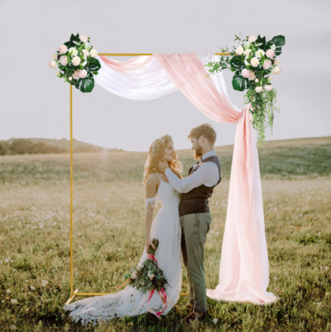 Support de toile de fond de mariage 1.5*2m avec housse en tissu rose