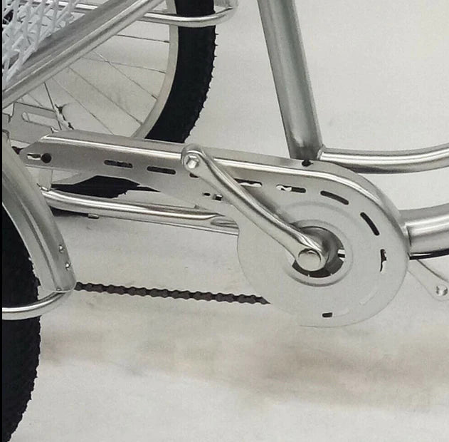 Vélo 24" 3 roues avec panier, vitesse 6 vitesses pour adulte - Réglable en hauteur - Boîtier en acier au carbone - Pour sports de plein air
