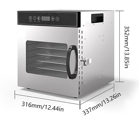 Machine à déshydratation alimentaire 8 plateaux en acier inoxydable, 400 W, régulateur de température de 30 à 90 °C, fonction minuterie de 24 heures, séchage des fruits