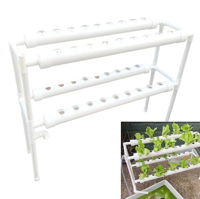 Système de culture hydroponique - Kit de culture hydroponique - 36 trous -  4 tubes en PVC - Hydroponique - Pour plantes hydroponiques - Pour légumes