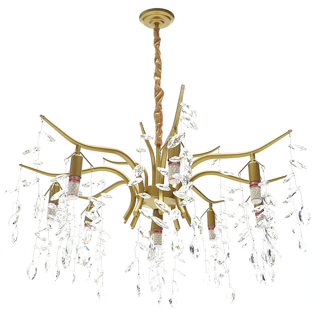 Plafonnier en cristal - Lustre en métal - 12 W - Design doré - Pour salon - Lustre - Décoration de luxe