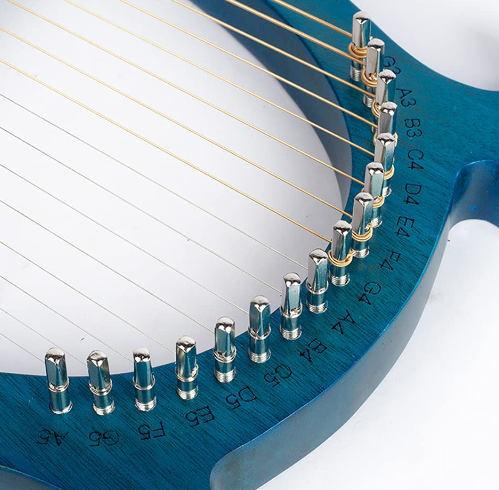Lyre Harp - Clé d'accordage en acajou - 16 cordes - Style vintage - En bois d'acajou - Cadeau - Clé d'accordage - Cordes