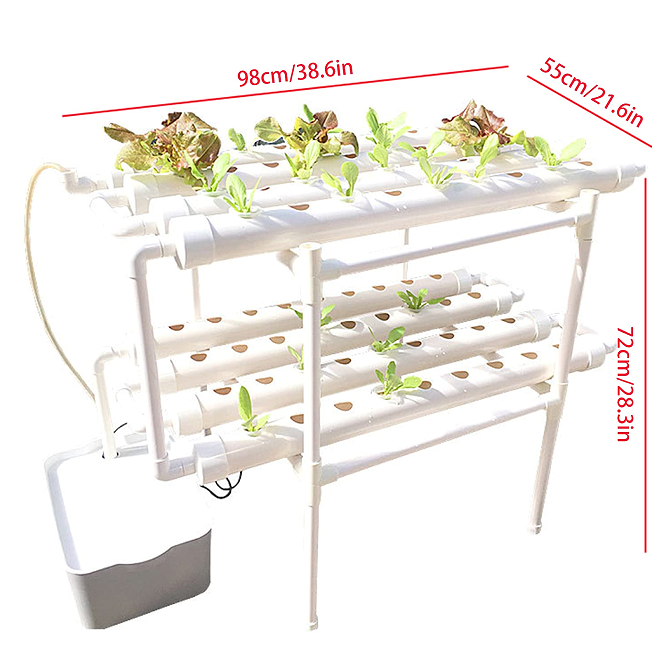 Kit de culture hydroponique 2 couches pour balcon, hydroponique, tuyau en PVC hydroponique avec pompe à eau