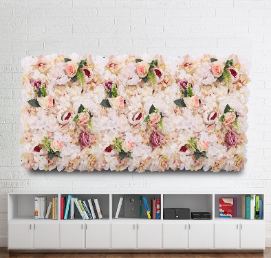 Panneau mural Floral fond Floral - 6 pièces décoration murale florale jaune rose, 24 "x 16" mur Rose soie, fond mural Floral artificiel panneau Floral artificiel