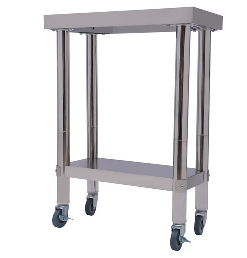 Table de travail 2 étages en acier inoxydable - Table de travail - En acier inoxydable - Pour la préparation des aliments - Avec étagère