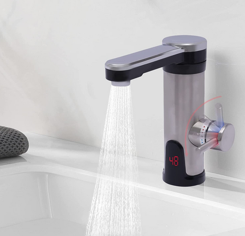 Robinet électrique 3300 W - Robinet d'eau chaude électrique sans réservoir - En acier inoxydable - Rotation à 360°