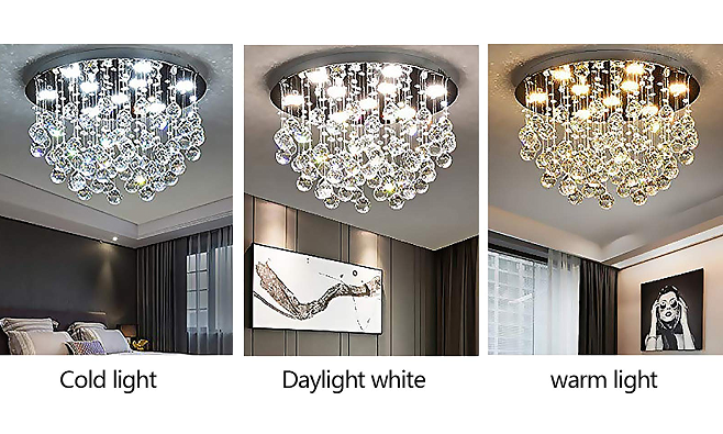 Lustre moderne K9 à 9 lumières en cristal - Lustre encastré moderne pour chambre à coucher, salle à manger, salon