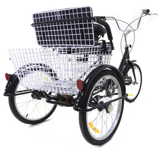 Tricycle 20 Pouces pour Adultes, Cadre en Acier à Haute teneur en Carbone, vélo à 3 Roues avec Panier pour Adultes et Personnes âgées