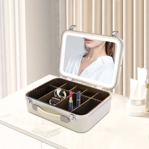 Organisateur de maquillage avec lumières et miroirs