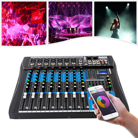 Live Mixer Micfuns Professional 8 Channel Stereo