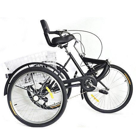 Tricycle de 24" pour adultes, 7 vitesses, vélo de charge, vélo de shopping avec panier, pour adultes et personnes âgées